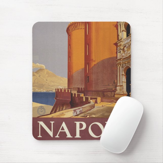 Reiseplakat von Vesuv und der Bucht von Neapel Mousepad (Mit Mouse)