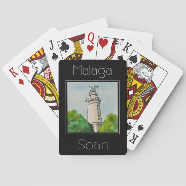 Reiseplakat Wasserfarbe Malaga Spanien Spielkarten (Rückseite)