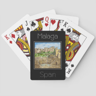 Reiseplakat Wasserfarbe Malaga Spanien Spielkarten