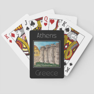 Reiseplakat Wasserfarbe von Athen Griechenland Spielkarten