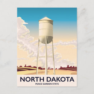 Reiseplakat Wasserturm North Dakota Postkarte