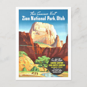 Reiseplakat Zion National Park im Vintage-Stil Postkarte