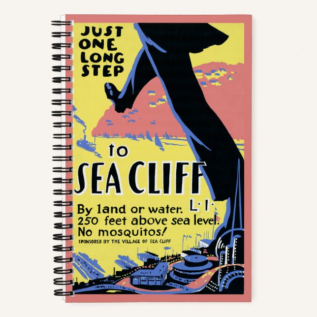 Reiseplakat zur Förderung von Sea Cliff, Long Isla Notizbuch (Vorderseite)
