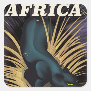 Reiseplakatdruck in Afrika Quadratischer Aufkleber