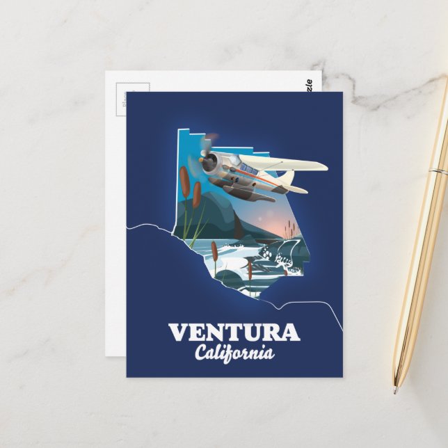 Reiseplan Ventura California Postkarte (Vorderseite/Rückseite Beispiel)