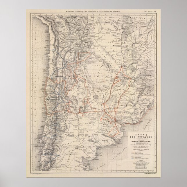 Reiseplan von Dr. V Martin de Moussy Poster (Vorne)