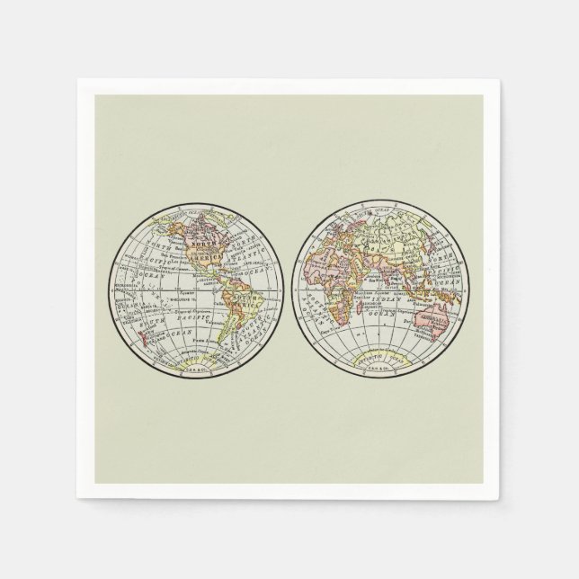 Reiseplaner Erde 1916 Welatlas Serviette (Vorderseite)
