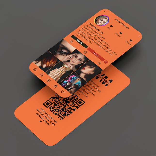 Reiseplaner Instagram Orange Modernes Monogramm Visitenkarte (Travel Planner Instagram Orange Modern Monogram Business Card
)