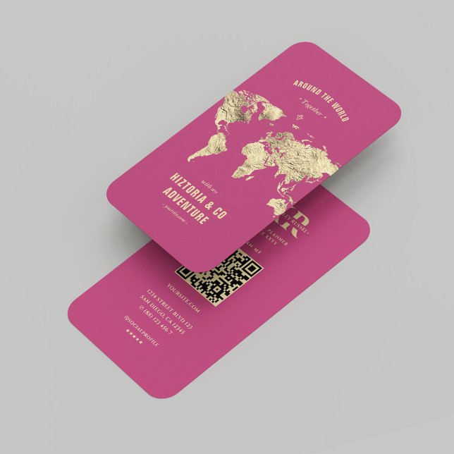 Reiseplaner Moderne Reiseagentur Pink Karte (Modern Tour Agency Travel Planner Pink Gold Business Card
)