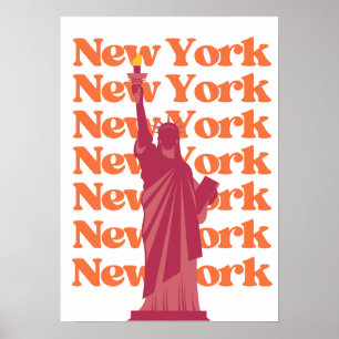 Reiseposter New York City Orange Pink NYC Poster