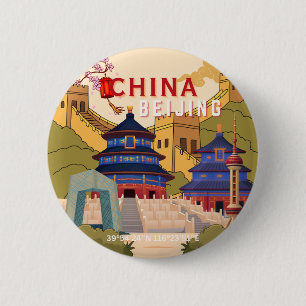 Reiseposter Peking China Asiatische Stadt-Wandku Button
