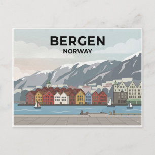 Reisepostkarte Bergen, Norwegen Postkarte