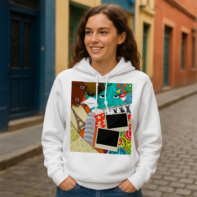Reiserollage mit Ikonischen Sehenswürdigkeiten Url Hoodie (Von Creator hochgeladen)