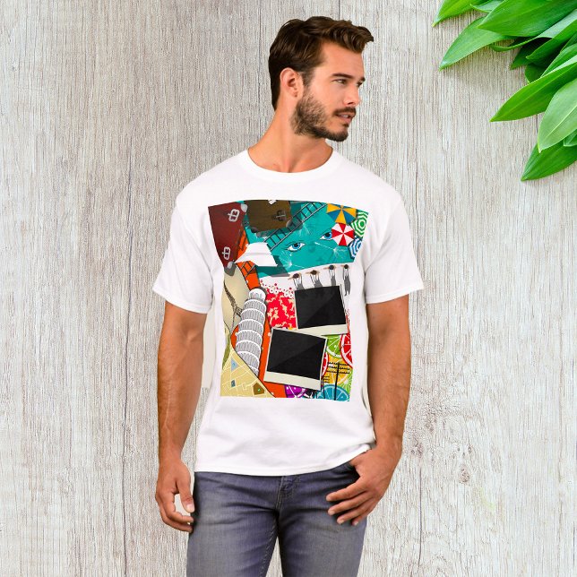 Reiserollage mit Ikonischen Sehenswürdigkeiten Url T-Shirt (Von Creator hochgeladen)