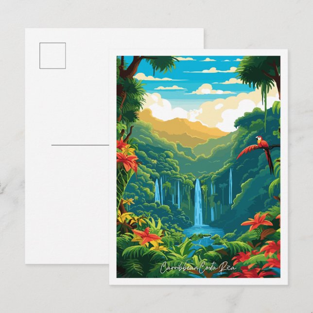 Reiseroute Costa Rica Postkarte (Vorne/Hinten)