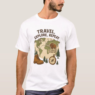 Reiseroute Repeat - Yellowstone Nationalpark T-Shirt