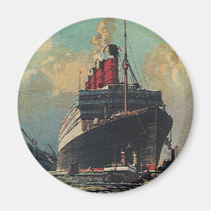 Reiseschiff im Hafen im Stil vergangener Zeiten Magnet