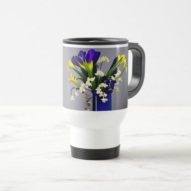 Reiseschmiedewanne mit blauen Blume Reisebecher (VorderseiteRechts)