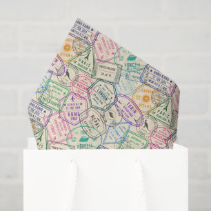 Reisestempel-Dekupierspapier, Passgewebe Seidenpapier