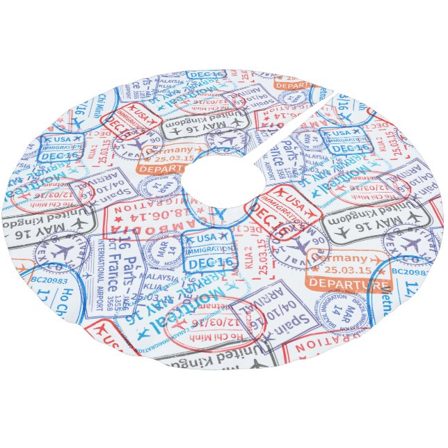 Reisesymbol Polyester Weihnachtsbaumdecke (Schrägansicht)