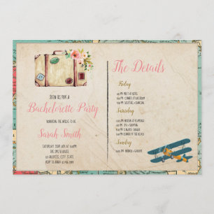 Reisethema bachelorette mit ReiseParty tem Einladung