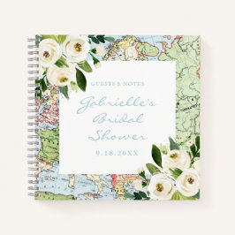 Reisethema Floral Map Showroom Gästebuch Notizbuch