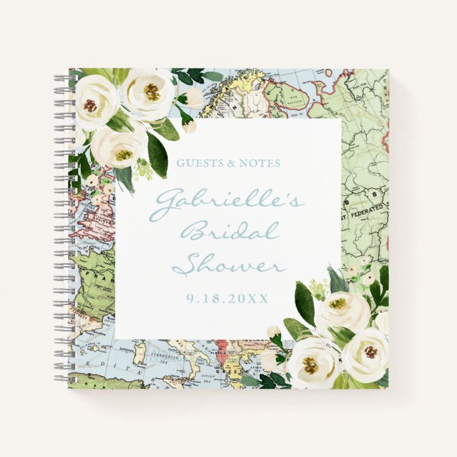 Reisethema Floral Map Showroom Gästebuch Notizbuch (Vorderseite)
