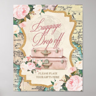 REISETHEMA GEpäCKABGABE - GESCHENK-Tischschild Poster