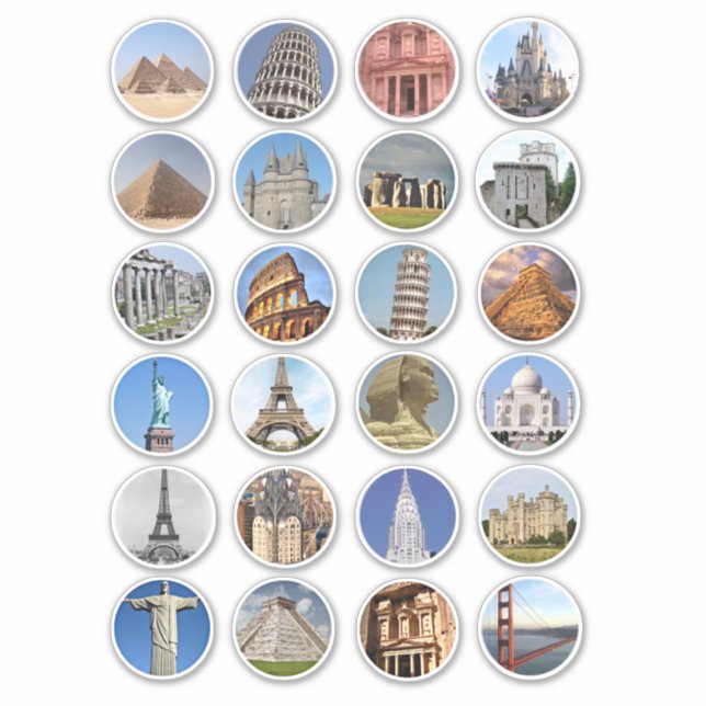 Reiseurlaubswunder der Welt-Collage Sheet Aufkleber (Vorderseite)