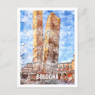 Reiseziel Bologna Italien Aquarell-Postkarte Postkarte