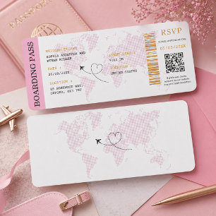Reiseziel Bordkarte Flugticket Hochzeit Einladung