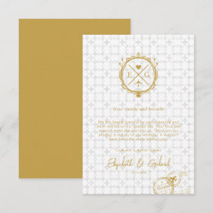 Reiseziel Hochzeit Gold Dankeskarte