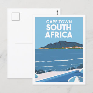 Reiseziel-Illustration Kapstadt Südafrika Postkarte
