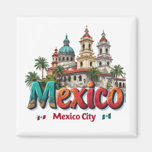 Reiseziel-Illustration von Mexico City Magnet