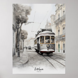 Reiseziel Lissabon Wasserfarbenwall Kunst Poster