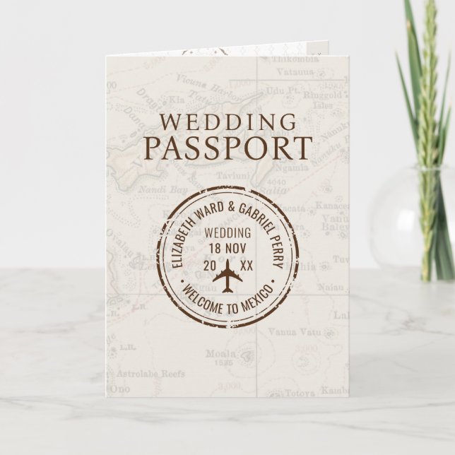 Reiseziel Qr Code Hochzeit Fidschi Einladung (Vorderseite)