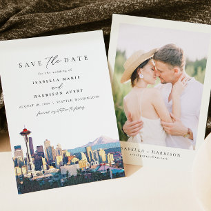 Reiseziel Seattle Skyline Save-the-Date Einladung