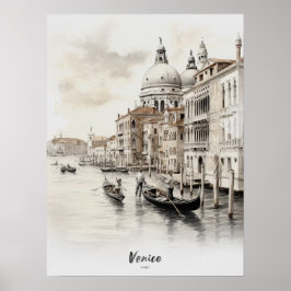 Reiseziel Venedig Watercolor Kunst, Dichtung und M Poster
