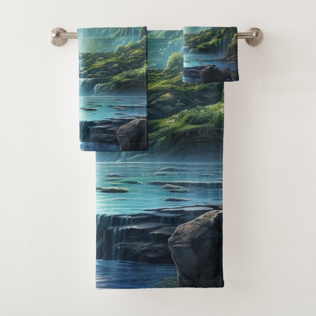 Reiseziel Wasserfall Unsere Welt Badhandtuch Set (Insitu)