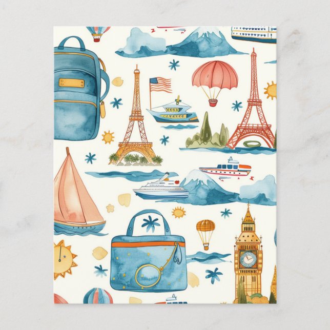 Reiseziel Wasserfarbenscrapbook Papier (Vorderseite)