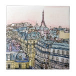 Reiseziele | Aquarell Eiffelturm & Paris Fliese<br><div class="desc">Ein malerisches Aquarell- und Tintendesign, das von der begabten Melissa Wang geschaffen wurde. Diese Abbildung zeigt eine städtische Landschaft der Stadt Paris mit dem ikonischen Eiffelturm, stehend hoch im oberen Teil des Stücks, der die Stadt überragt. Dieses Kultursymbol wird normalerweise vorn und im Mittelpunkt eines Bildes oder einer Gestaltung dargestellt...</div>