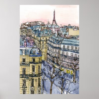 Reiseziele | Aquarell Eiffelturm & Paris