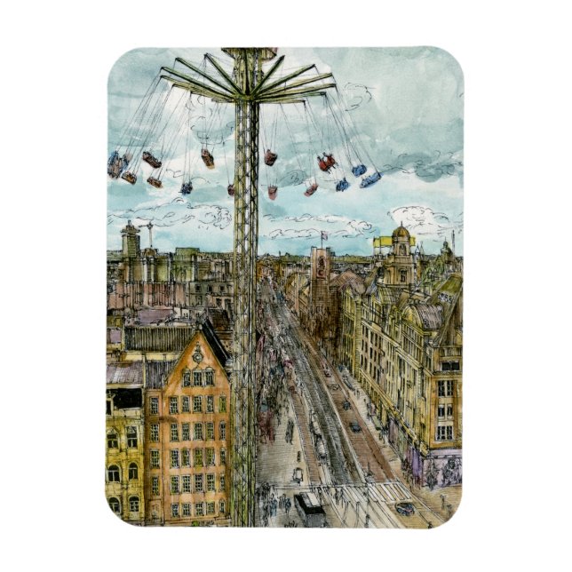 Reiseziele | European Swing Ride Watercolor Magnet (Vertikal)