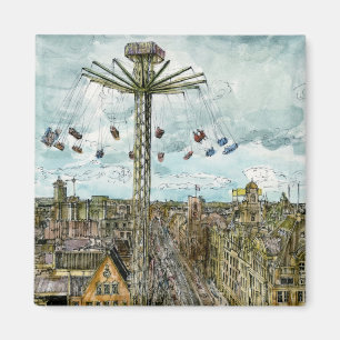 Reiseziele   European Swing Ride Watercolor Magnet