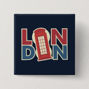 Reiseziele London Blue Red Phone Box Button