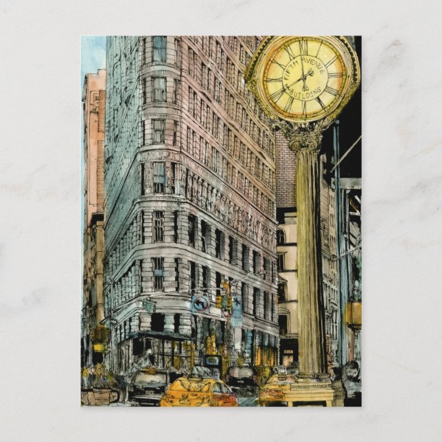 Reiseziele | Vintage Uhr Postkarte (Vorderseite)