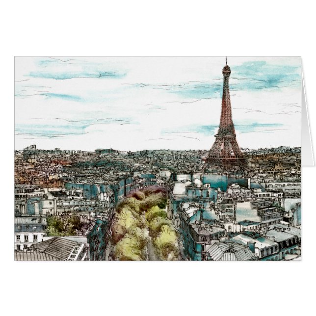 Reiseziele | Vintager Eiffelturm in Paris (Vorderseite (Horizontal))