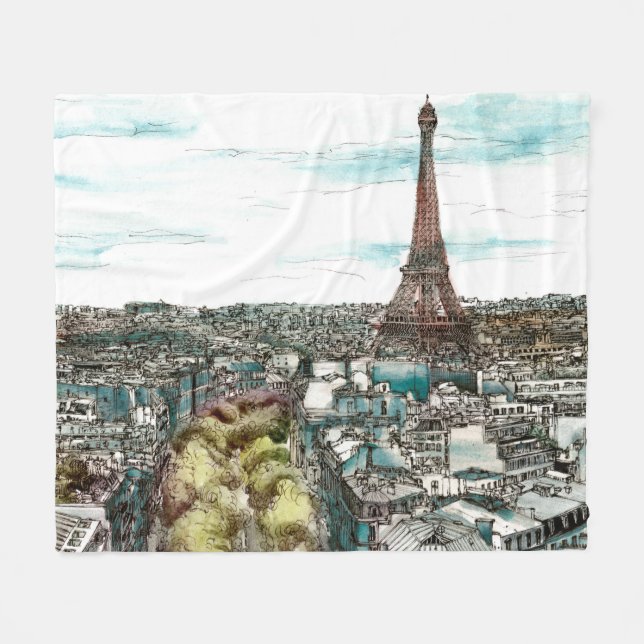 Reiseziele | Vintager Eiffelturm in Paris Fleecedecke (Vorderseite (Horizontal))