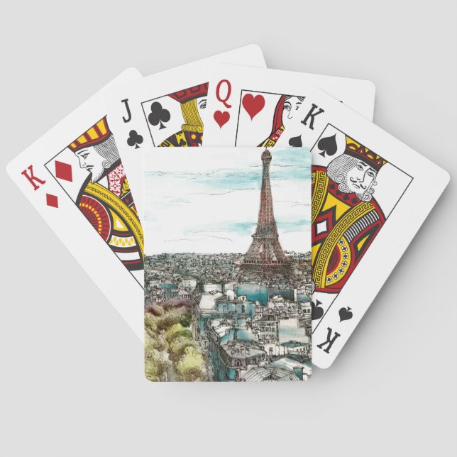 Reiseziele | Vintager Eiffelturm in Paris Spielkarten (Rückseite)