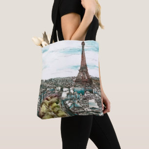 Reiseziele   Vintager Eiffelturm in Paris Tasche